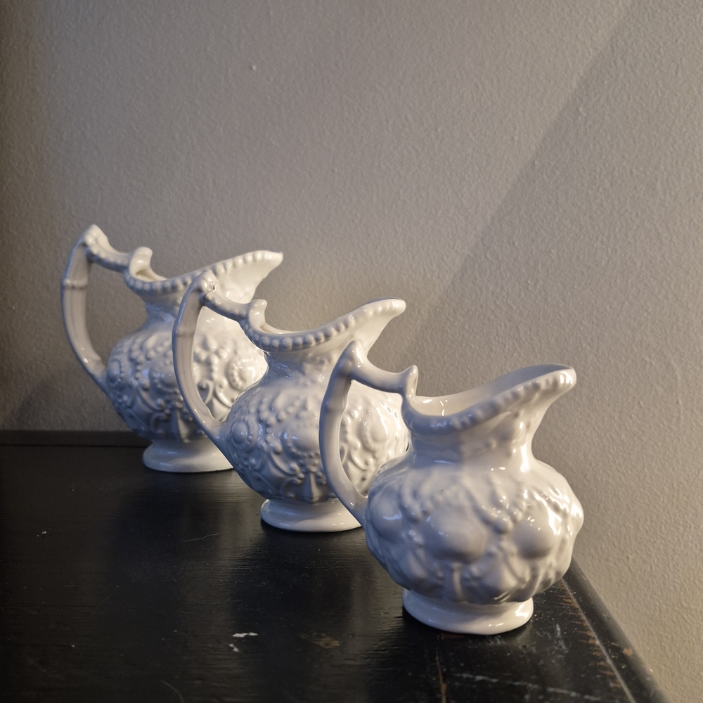 1960s Vintage Elegant White Ceramic Pitchers